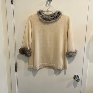 Cortland Park Cashmere Sweater with Fur Trim